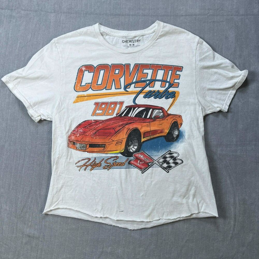 Chemistry T Shirt Women M Corvette Turbo 1981 Graphic Car GM Licensed Thrashed